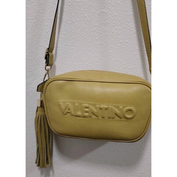 Valentino By Mario Valentino Mia Embossed Leather Crossbody Bermuda Green - Picture 2 of 10